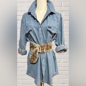 Vintage Floral Tapestry Waist Belt Rustic Boho Cottagecore Structured Made inUSA